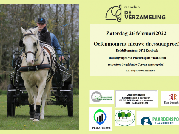 Mennen: Kennismaking met de nieuwe dressuurproef in Kersbeek op 26 februari!