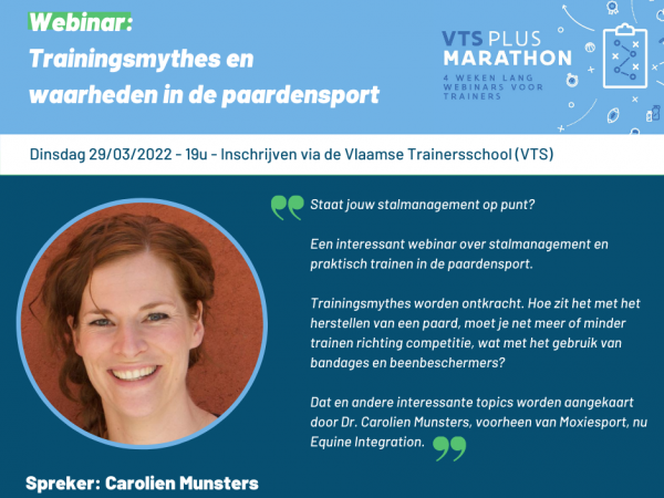 Opleiding: Nog enkele dagen tijd om in te schrijven voor webinar met Carolien Munsters
